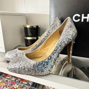 Gianni Bini Silver Sequence Pumps